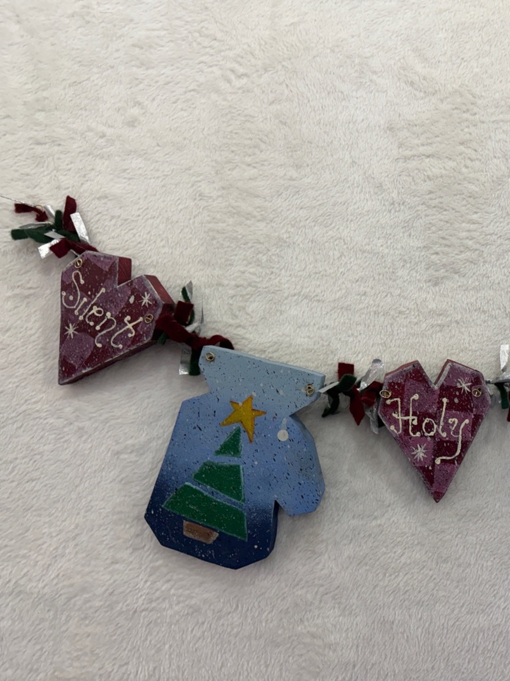 Handmade Wooden Christmas Garland Handpainted Decoration Wall Hanging